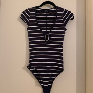 Striped V Neck Bodysuit